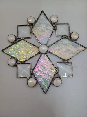 Медная фольга витражное стекло радужная снежинка украшение Suncatcher 6 дюймов - Изображение 1 из 4