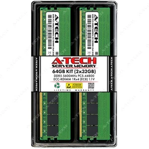 64GB 2x32GB PC5-5600 EC8 RDIMM Dell PowerEdge R660 R760xa R760xd2 Memory RAM - Picture 1 of 5