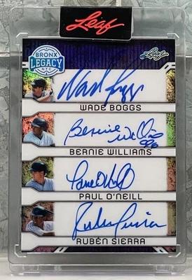 2025 Leaf Bronx Legacy Quad Auto Boggs Bernie Williams O'Neill Sierra 3/6 SP - Imagem 1 de 2