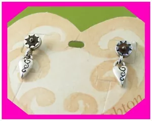 BRIGHTON TIDDLYWINKS Bead Heart Silver PETITE Earrings PRELOVED - Picture 1 of 2
