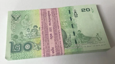 Thailand 20 Baht ND 2017 P 130 Commemorative UNC LOT 100 PCS 1 BUNDLE - Image 1 of 3