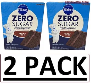 2 PACK - Pillsbury Zero Sugar Devil's Food Cake Cupcake Mix 16 oz (Total 32 oz) - Picture 1 of 2