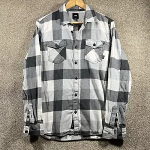 VANS maßgeschneiderte Passform Flanell kariert grau/weiß Knopfleiste Herren Medium - Bild 1 von 12