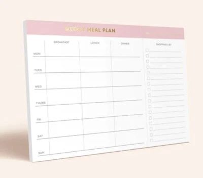 Sweetzer & Orange Pink & Gold Tear-off Weekly Meal Planner and Shopping List - Image 1 of 4