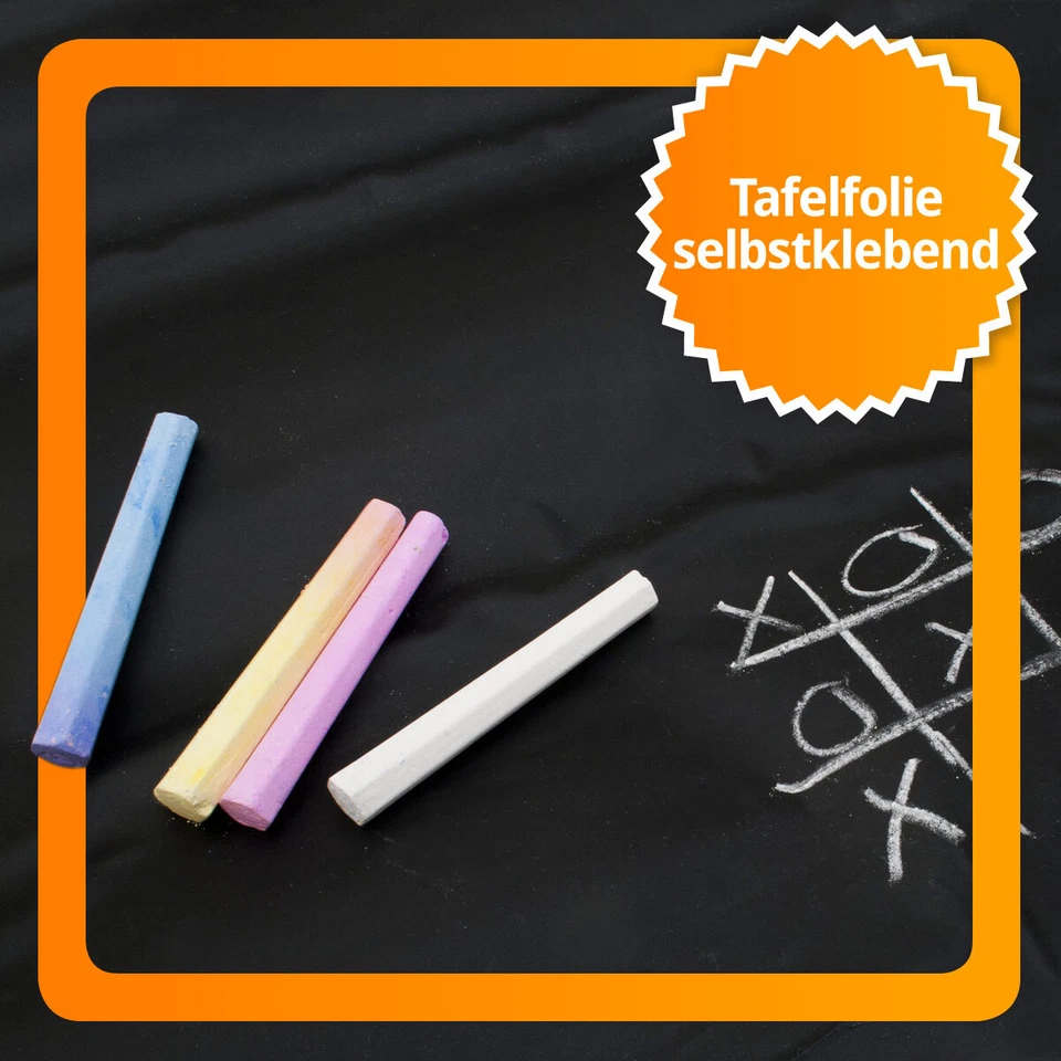 Tafelfolie selbstklebend Kreidelfolie Wandtattoo aus Vinyl 200 x 45cm Schwarz XL - Bild 1 von 4
