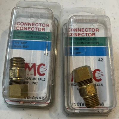 [2 Pack]ANDERSON Brass Compression Connector 3/8” Comp. x 1/4” MIP #710068-0604 - Image 1 of 3