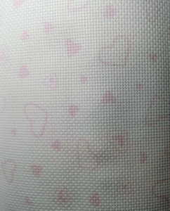 Double sided 11ct cross stitch aida cloth pink Heart pattern with selvedge edge - Picture 1 of 9