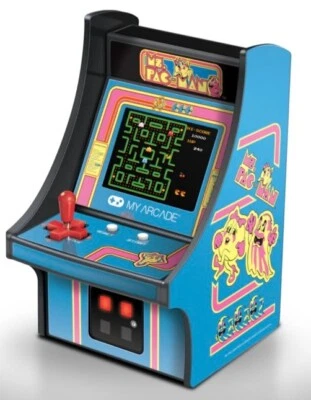MS.PAC-MAN Micro Player - Collectable Miniature Arcade Cabinet Blue/Pink *NIB!* - Image 1 of 4