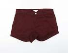 H&M Womens Red Cotton Hot Pants Shorts Size 12 L3 in Regular Zip