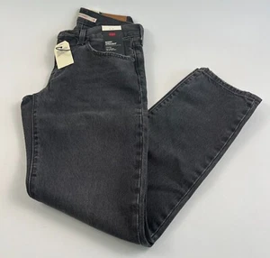 Levi's Premium Women Middy Straight Mid Rise Zip Fly Jeans  Black   NWT - Picture 1 of 14