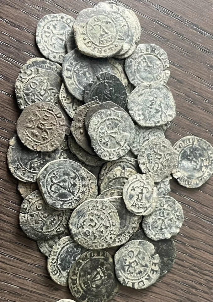 1400 年代 Cuartillo 银 Cob 殖民地西班牙银海盗黄金时代旧西班牙 1c。 — 第 1/1 张图片