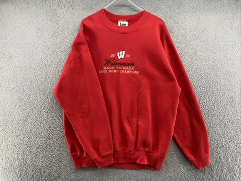 VTG 2000 Wisconsin Badgers Back To Back Rose Bowl Champs Lee Sport Sweatshirt XL Cover