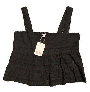 GB Womans Large Black Crop Top NWT - Picture 1 of 5