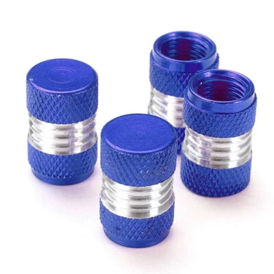 4 peças tampas de roda haste válvula universal tampa de poeira para carros caminhões bicicleta esporte azul  - Imagem 1 de 4