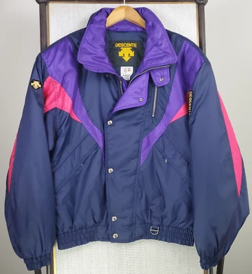 VTG DESCENTE Womens Size XL Insulated Ski Bomber Winter Jacket Hood Neon Coat - Image 1 of 4