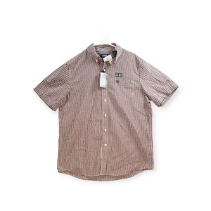NWT Chaps Easy Care  S/S Men's Button Shirt Size Large Gingham Rich Ruby - Picture 1 of 14