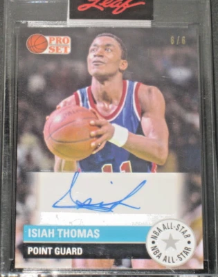 Isiah Thomas 2022 Leaf Pro Set All Star Blue Autograph (6/6) Detroit Pistons - Image 1 of 2