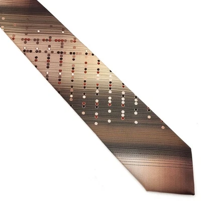 Corbata OLEG CASSINI Milton's Birmania Marrón Beige Rayas Lunares 3 x 55 Foto 1 de 3