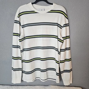 H&M White Striped Long Sleeve T Shirt M Punk Grunge Skater Preppy 90s - Picture 1 of 8