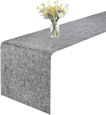 GIVERARE Table Runner, 12x107in Heat-Resistant Woven Vinyl 12x107, Black+gray  - Image 1 of 4