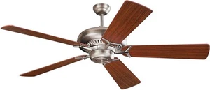 5GP60BS Flush Mount 5 White Cream Blades Ceiling fan Brushed Steel - Picture 1 of 3