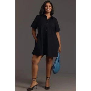 Anthropologie The Pollie Kurzarm Swing Tunika Minikleid schwarz Damen 1X - Bild 1 von 7