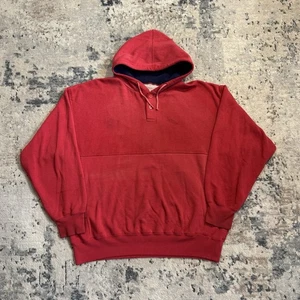 Vintage Thermo gefütterter Hoodie Herren XL rot Pullover Henley Double Face 80er 90er - Bild 1 von 11