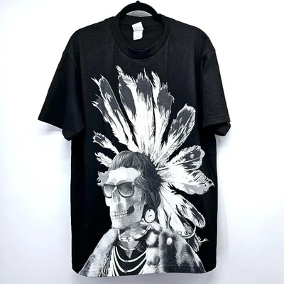 Camiseta Alstyle Apparel Jefe Nativo Americano Calavera Grande Nueva Sin Etiquetas Etiqueta Triple-A Foto 1 de 4