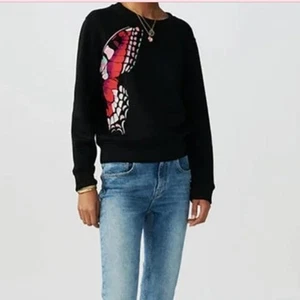 Maje Theophile Sweatshirt Schmetterling bestickt schwarz Größe M - Bild 1 von 10