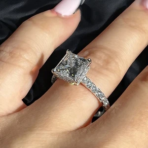 IGI GIA Lab Grown Diamond Wedding Ring  950 Platinum 2.75 Ct Princess Cut Size 7 - Picture 1 of 9