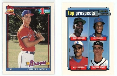 CHIPPER JONES Rookie 1991 O-Pee-Chee #333 Braves RC**NICE*** plus 1992 OPC - Image 1 of 3