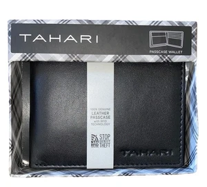 NUEVO EN CAJA ~ TAHARI Pasaporte/Cartera de Cuero Negro con Tecnología RFID - Imagen 1 de 11