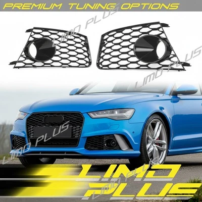 Pair Front Bumper Fog Light Grille Bezels Trim for Audi RS6 C7 2013-2018 Foto 1 de 4