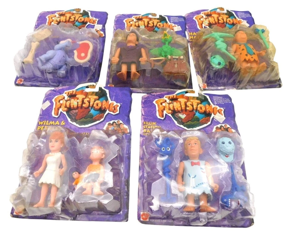 5 figuras de acción de la película Mattel Picapiedra Evil Cliff Barney Dino 1993 LEER Foto 1 de 4