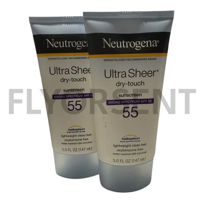 X2 Neutrogena Ultra Sheer Dry Touch Protector Solar Amplio Espectro FPS 55 Loción 5 OZ Foto 1 de 3