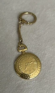 Vintage Clock Face Gold Tone Keychain - Picture 1 of 6