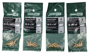 Crown Bolt #6-32 X 3/8" Round Head Machine Screws 6 Pack Gold Brass Lot of 4 - Picture 1 of 3