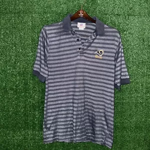 Vtg Los Angeles Rams Polo Shirt Adult Medium Blue Short Sleeve NFL Men's - Picture 1 of 6