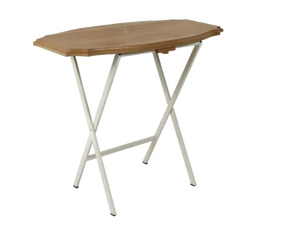 Décor Therapy Clark Wood Top Folding Table, Natural White/Brown - Image 1 of 3