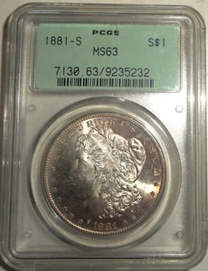 1881-S Morgan,PCGS MS63, Old Green Label, Estate Sale, FREE SHIP - Imagen 1 de 2