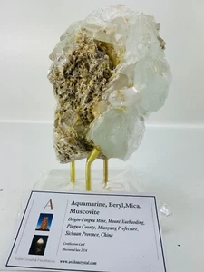 Aquamarine Beryl Aquamarine Cluster Mica Muscovite Pingwu Mine China 237g - Picture 1 of 14