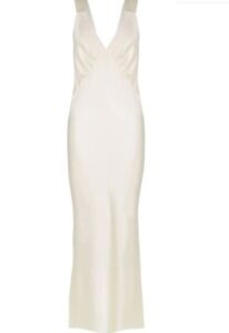 Shona Joy  LA Lune Plunged Midi Dress with Wide straps in Cream -Women's size 12