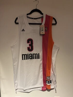 Dwyane Wade - Adidas 2012 Miami Heat "Floridians"  White Throwback Jersey - L - Image 1 of 3