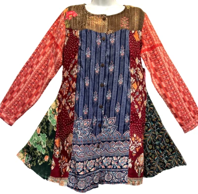 Nuevo con etiquetas VESTIDO HILO SAGRADO parche hippie rayón sarga botón acampanado M Envío gratuito Foto 1 de 4