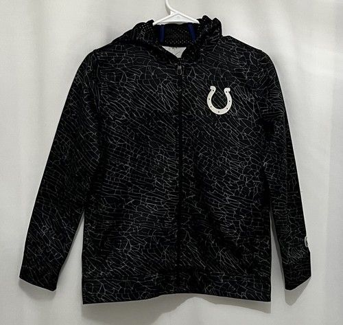 VETEMENTS Felpa con cappuccio NFL Team Apparel Youth taglia M (10 12) nera Indianapolis Colts tasche