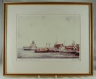 Vintage Framed Print 'Harbour View - Old Portsmouth' Signed by Albert C. Jupp