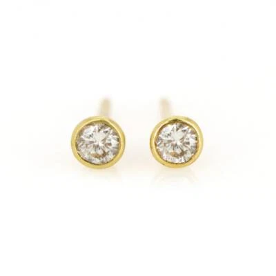 18K Yellow Gold Studs Earrings Diamond Studs Women's Fashion Wedding Jewelry - Image 1 of 4