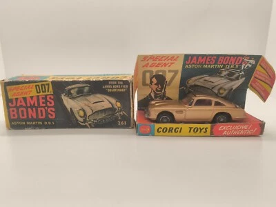 JAMES BOND 007 ASTON MARTIN DB5 GOLD CORGI TOYS 261 GT BRITAIN VON 1965 OVP BOX - Bild 1 von 4