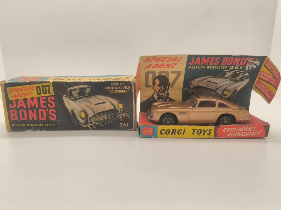 JAMES BOND 007 ASTON MARTIN DB5 GOLD CORGI TOYS 261 GT BRITAIN VON 1965 OVP BOX - Bild 1 von 4