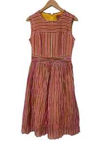 Tory Burch  Pink Multi  Striped Linen Silk  Dress size 4  EUC EUC - Picture 1 of 9